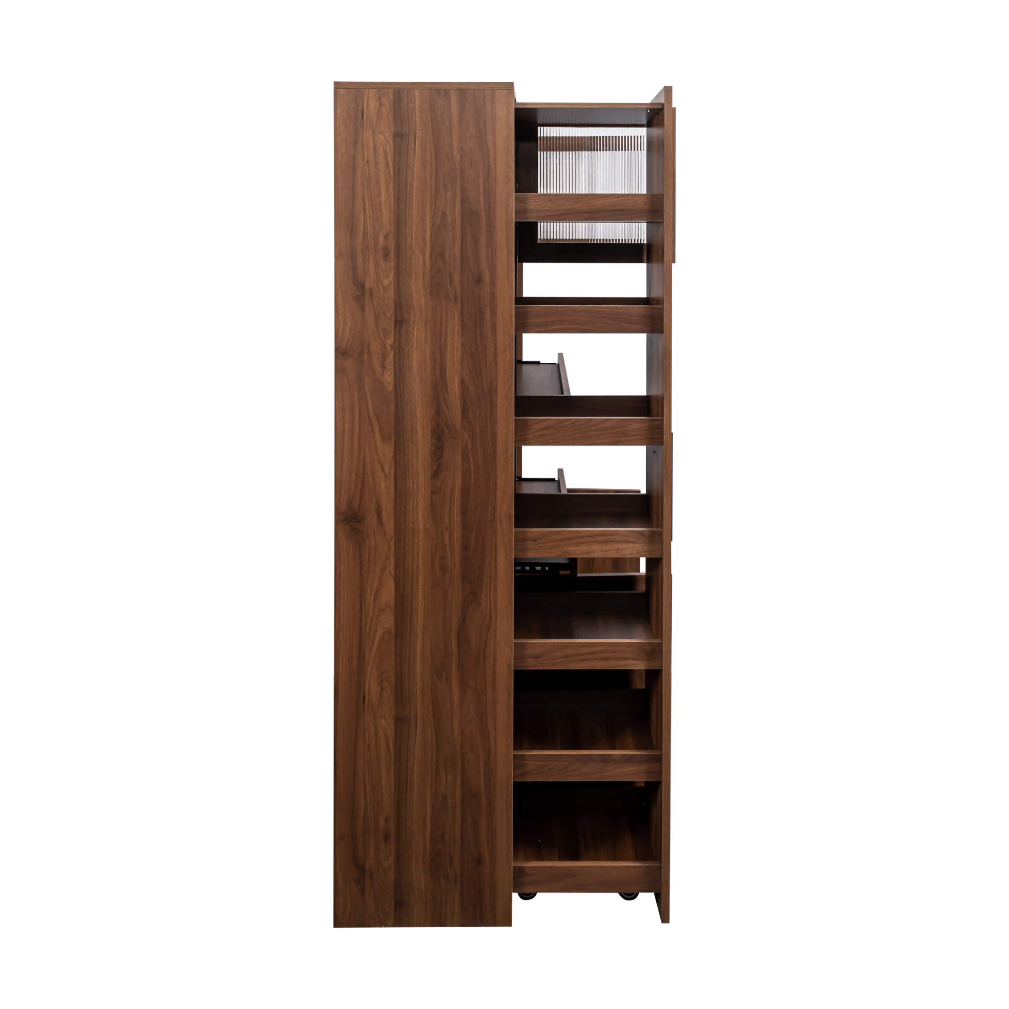 71" Tall Kitchen Pantry Cabinet with Pull Out Shelves and Glass Doors | Multifunctional