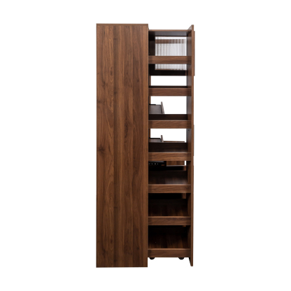 71" Tall Kitchen Pantry Cabinet with Pull Out Shelves and Glass Doors | Multifunctional