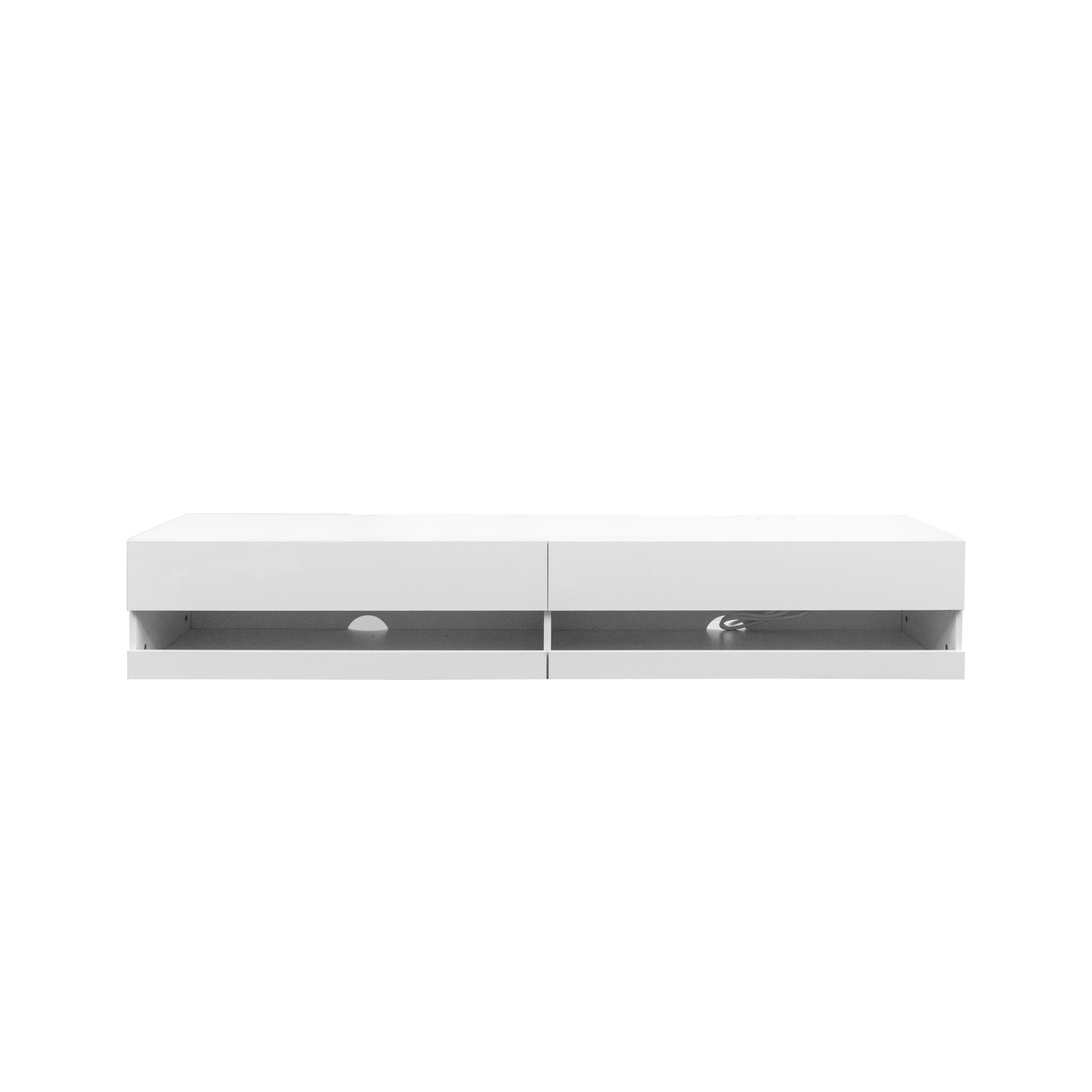 71" Wall-Mounted Floating TV Stand with 20 Color LEDs & Charging Stati