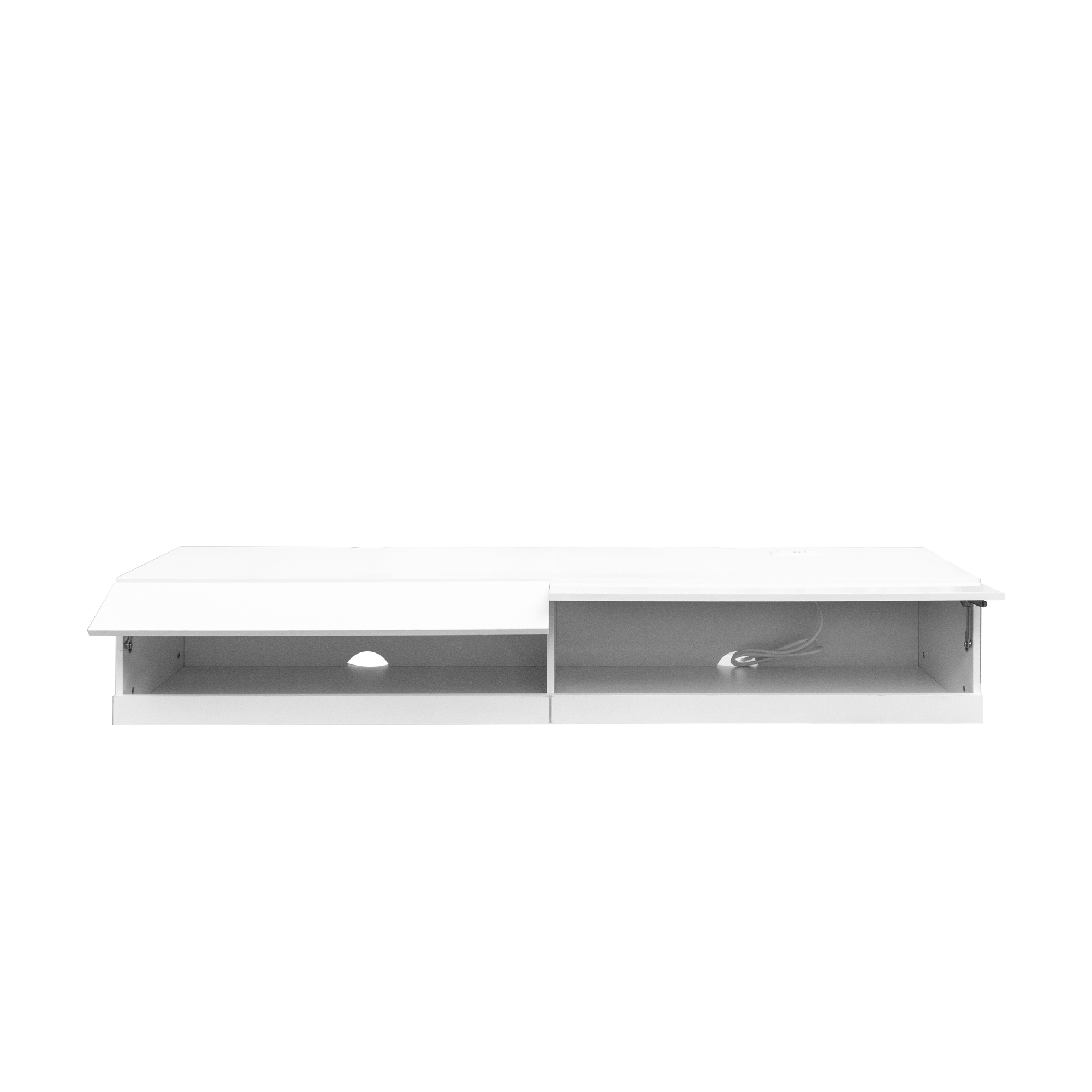 71" Wall-Mounted Floating TV Stand with 20 Color LEDs & Charging Station
