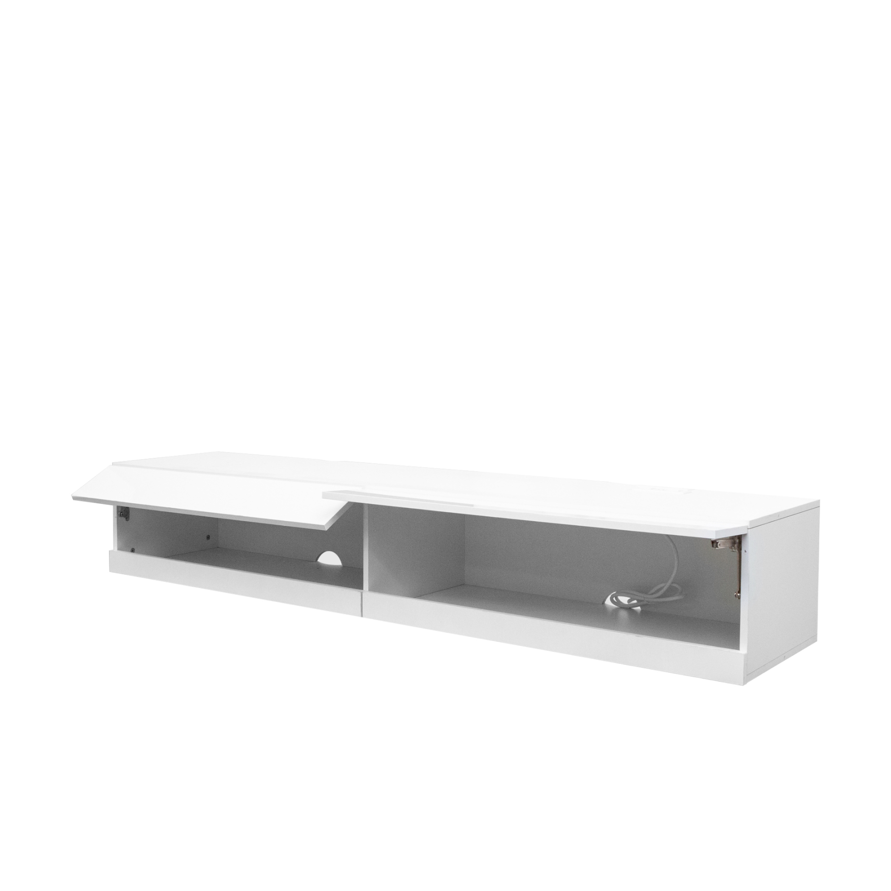 71" Wall-Mounted Floating TV Stand with 20 Color LEDs & Charging Station