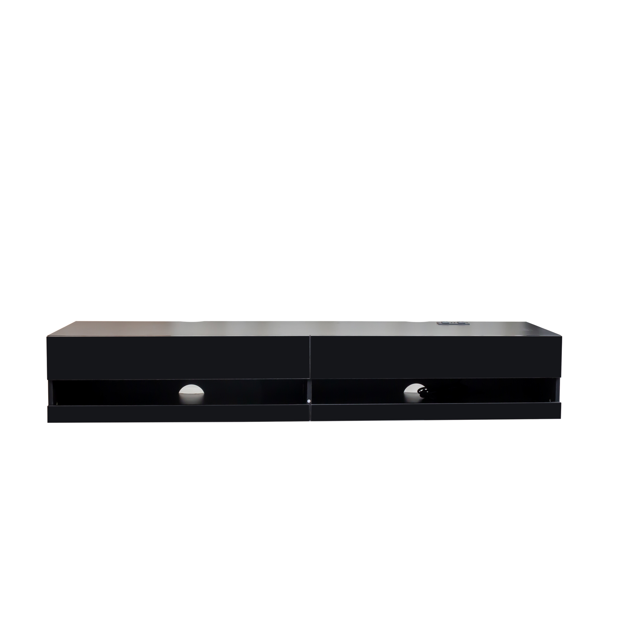 71" Wall-Mounted Floating TV Stand with 20 Color LEDs & Charging Station