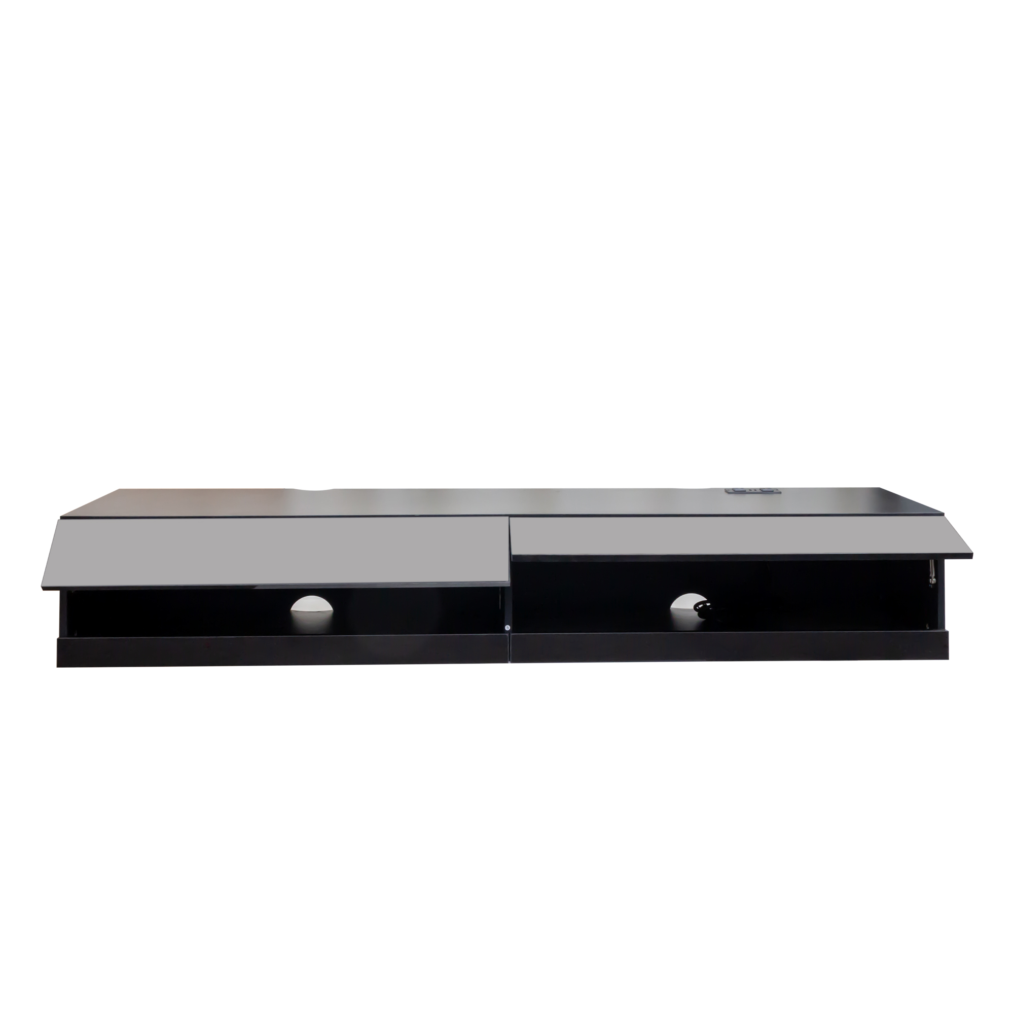 71" Wall-Mounted Floating TV Stand with 20 Color LEDs & Charging Station