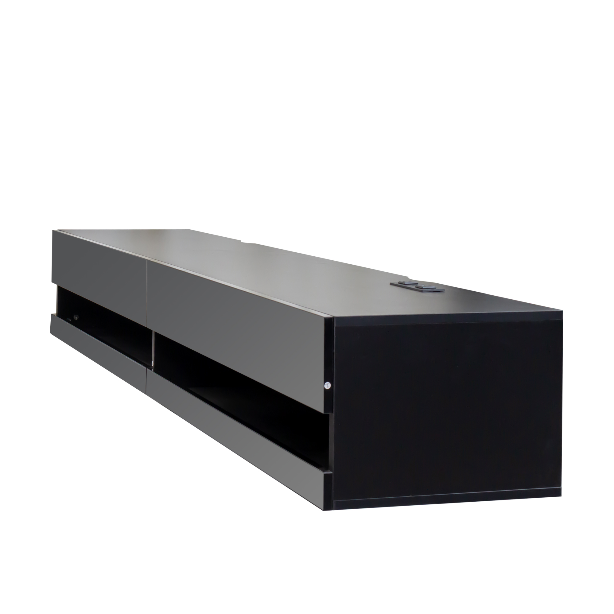 71" Wall-Mounted Floating TV Stand with 20 Color LEDs & Charging Station