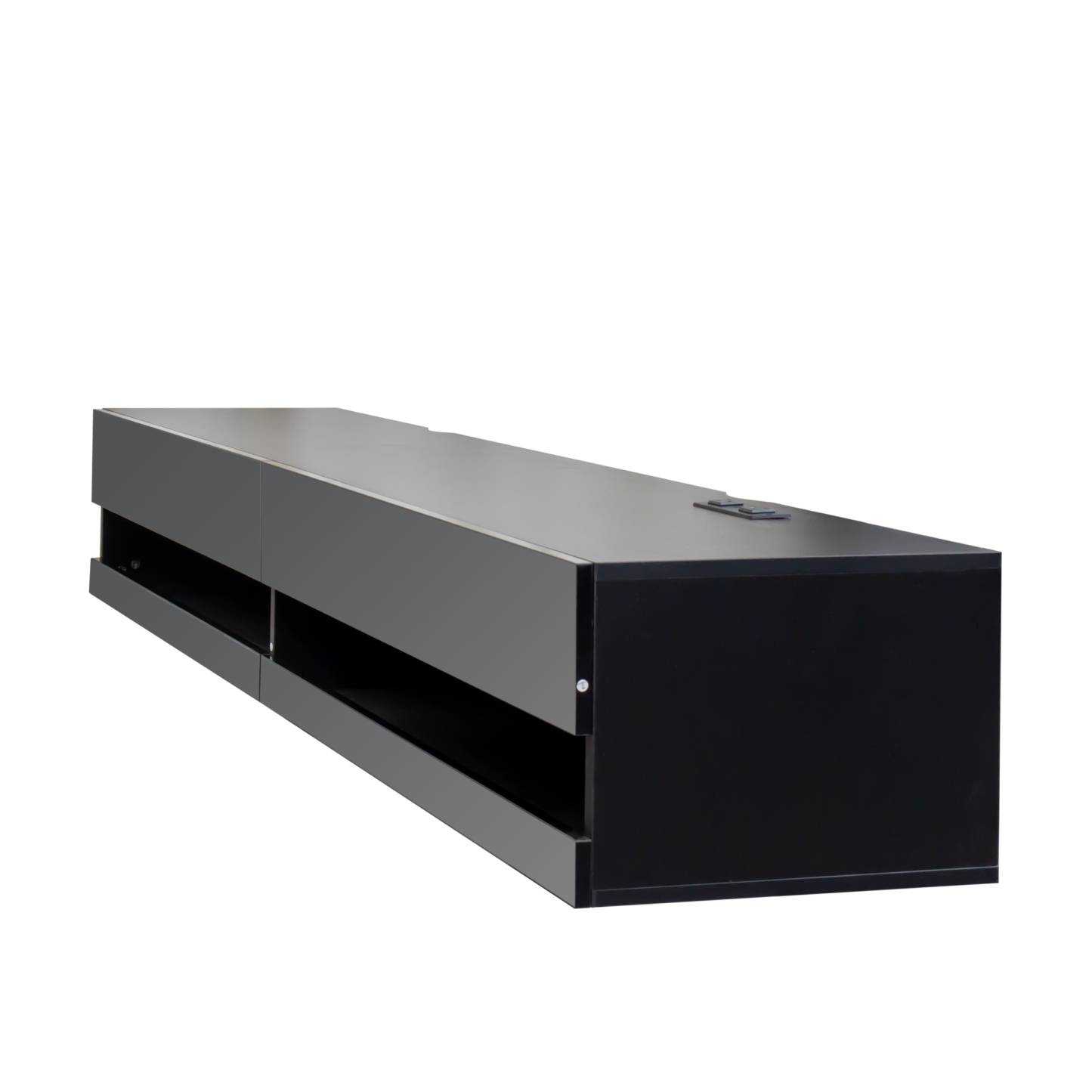 71" Wall-Mounted Floating TV Stand with 20 Color LEDs & Charging Station