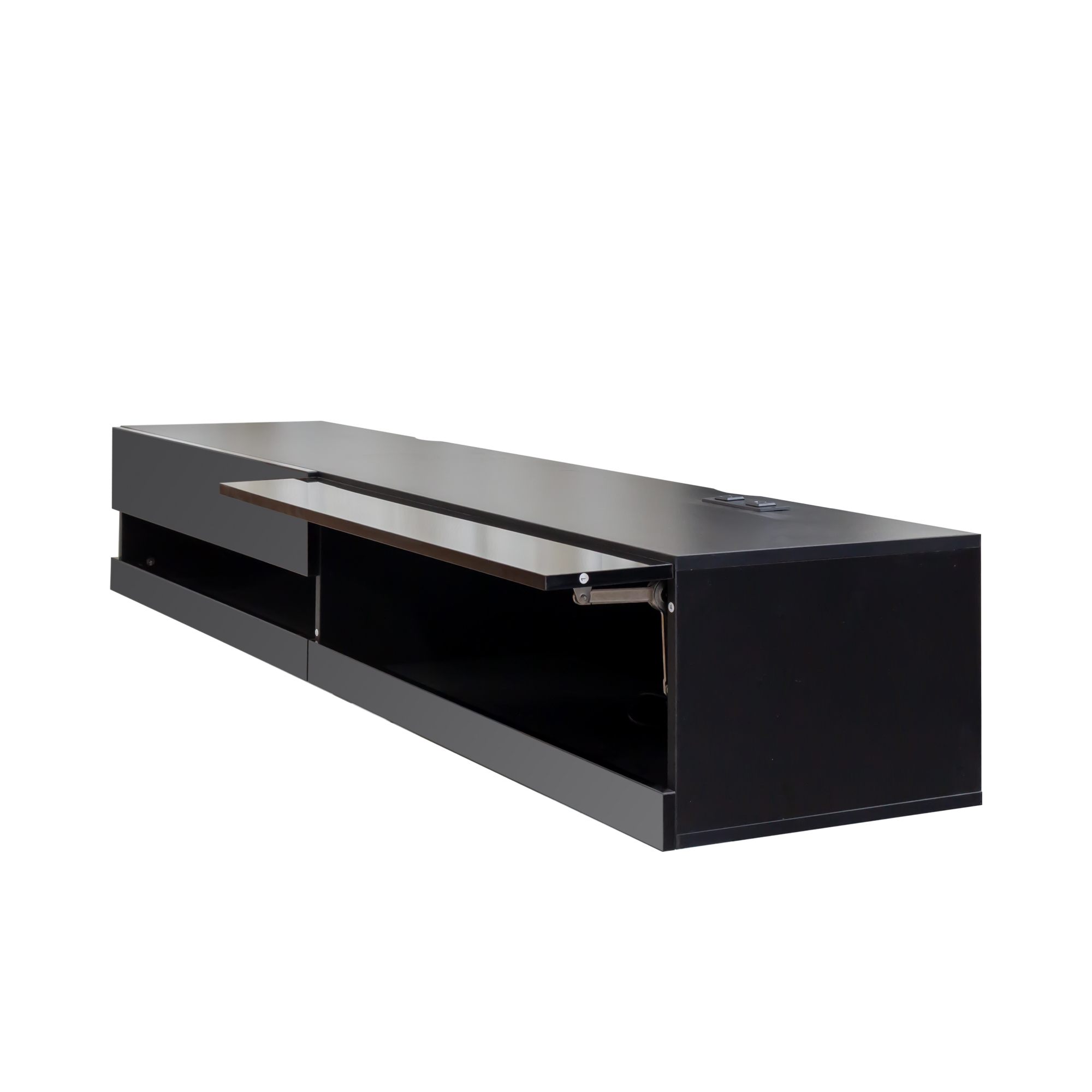 71" Wall-Mounted Floating TV Stand with 20 Color LEDs & Charging Station