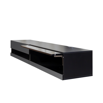 71" Wall-Mounted Floating TV Stand with 20 Color LEDs & Charging Station