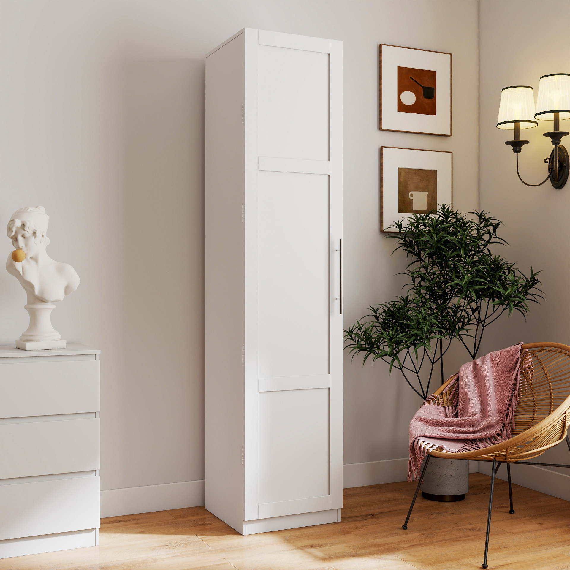 71" White Multipurpose Kitchen Pantry Cabinet w/ Doors & Adjustable Shelves