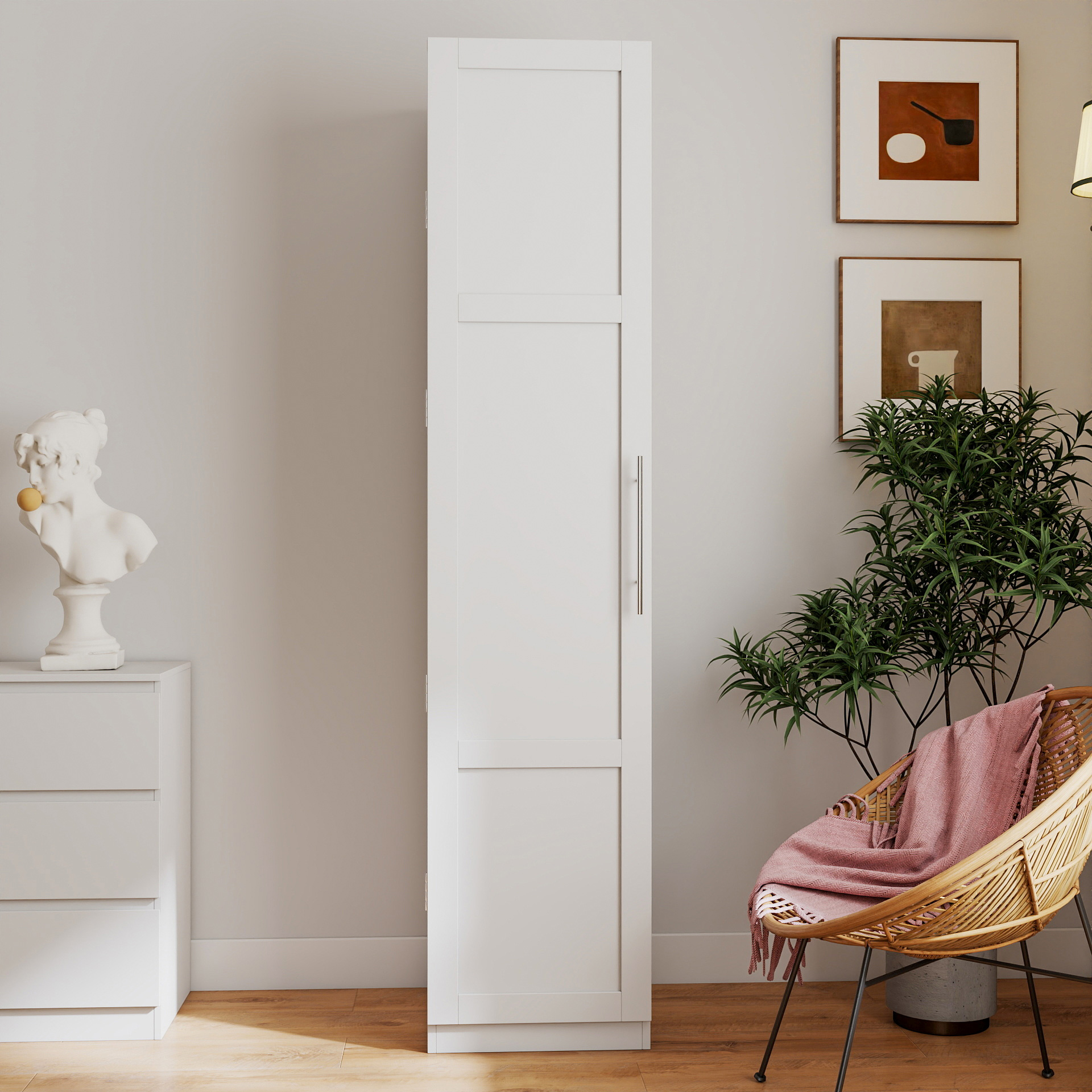 71" White Multipurpose Kitchen Pantry Cabinet w/ Doors & Adjustable Shelves