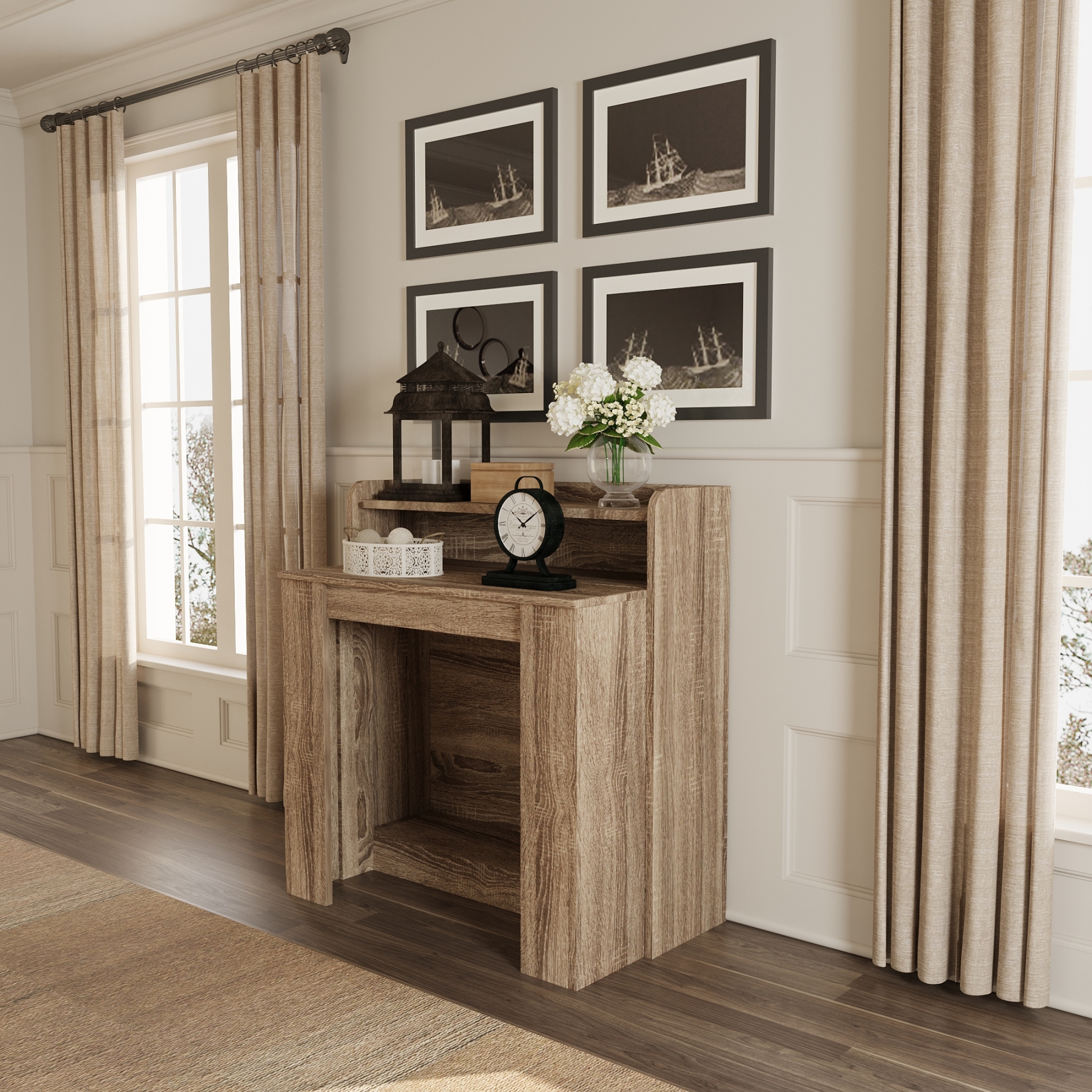 Extendable Dining Table with Hidden Storage for 1-9 People | 21"-98"