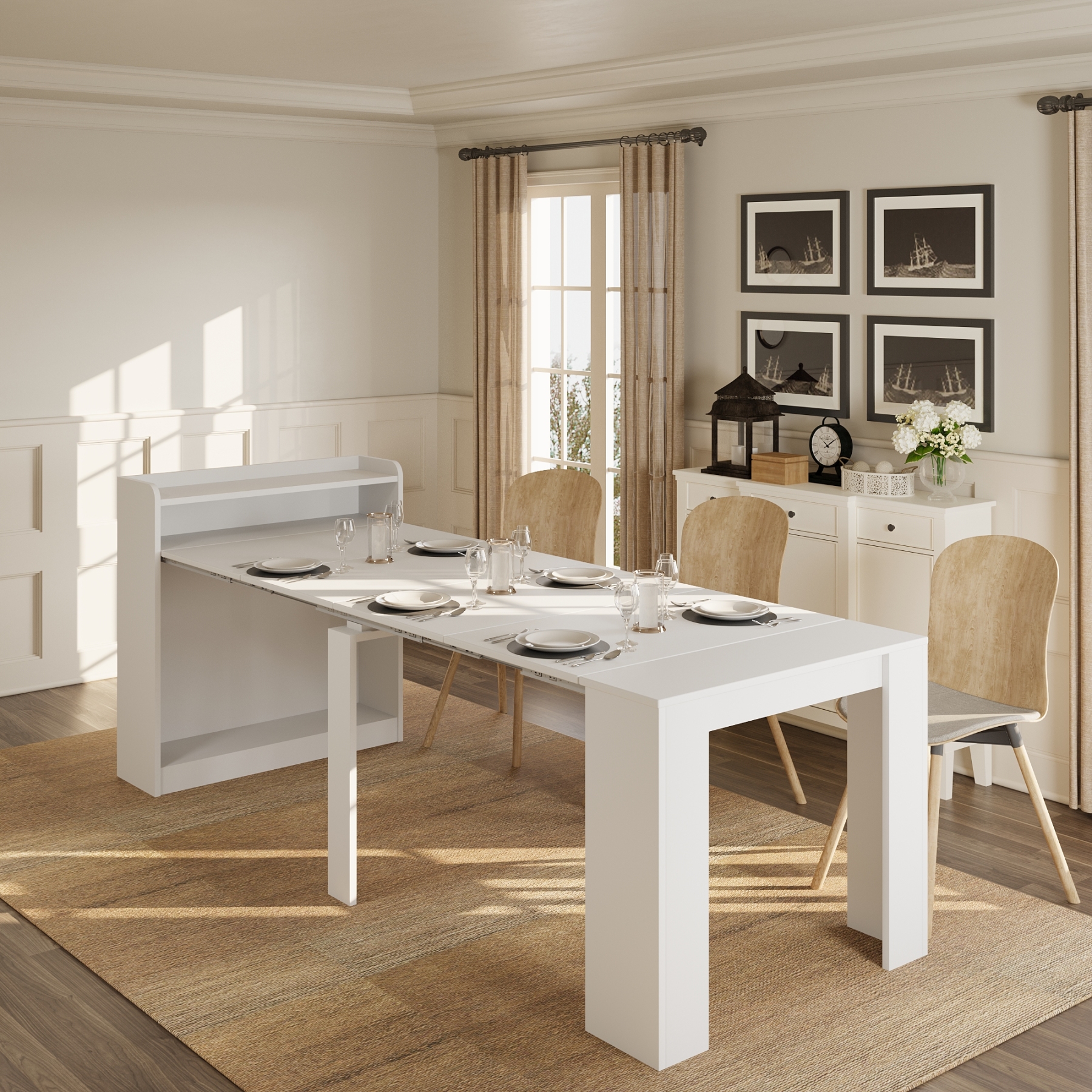 Extendable Dining Table with Hidden Storage for 1-9 People | 21"-98"