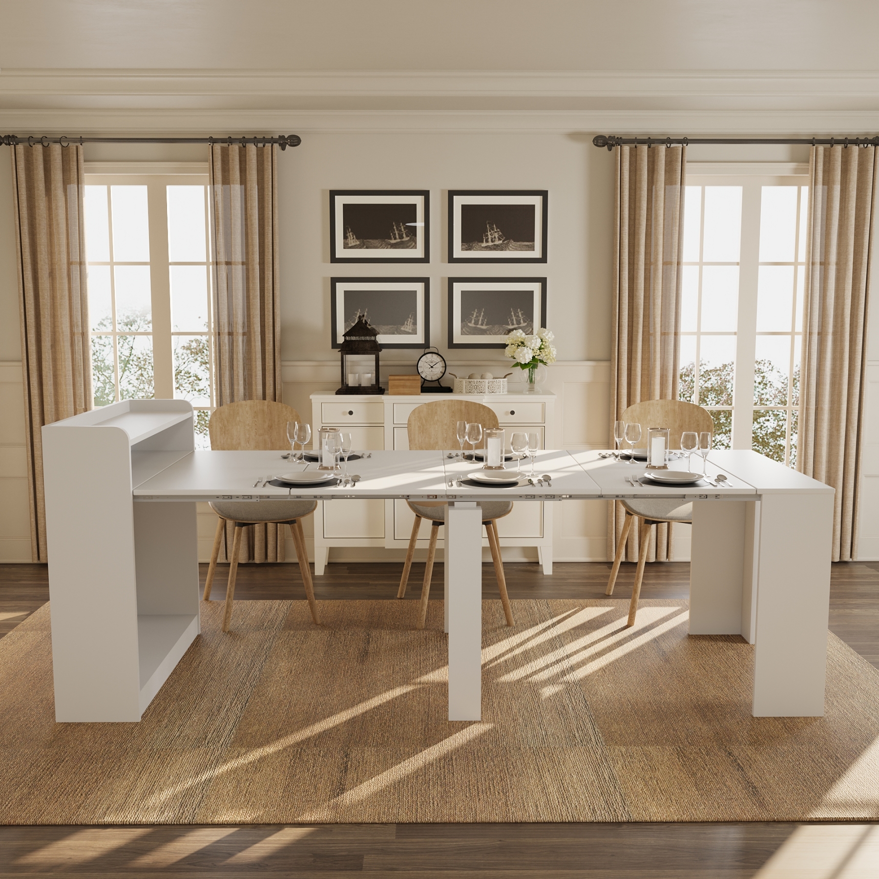 Extendable Dining Table with Hidden Storage for 1-9 People | 21"-98"