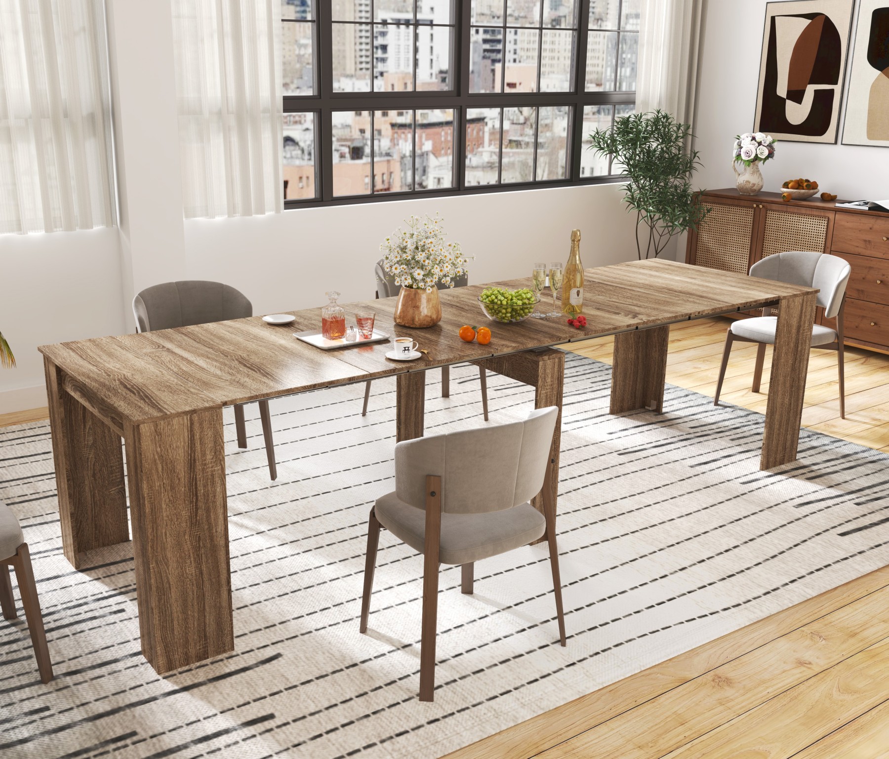 Space-Saving Extendable Dining Table for 2-12 People - Joysource