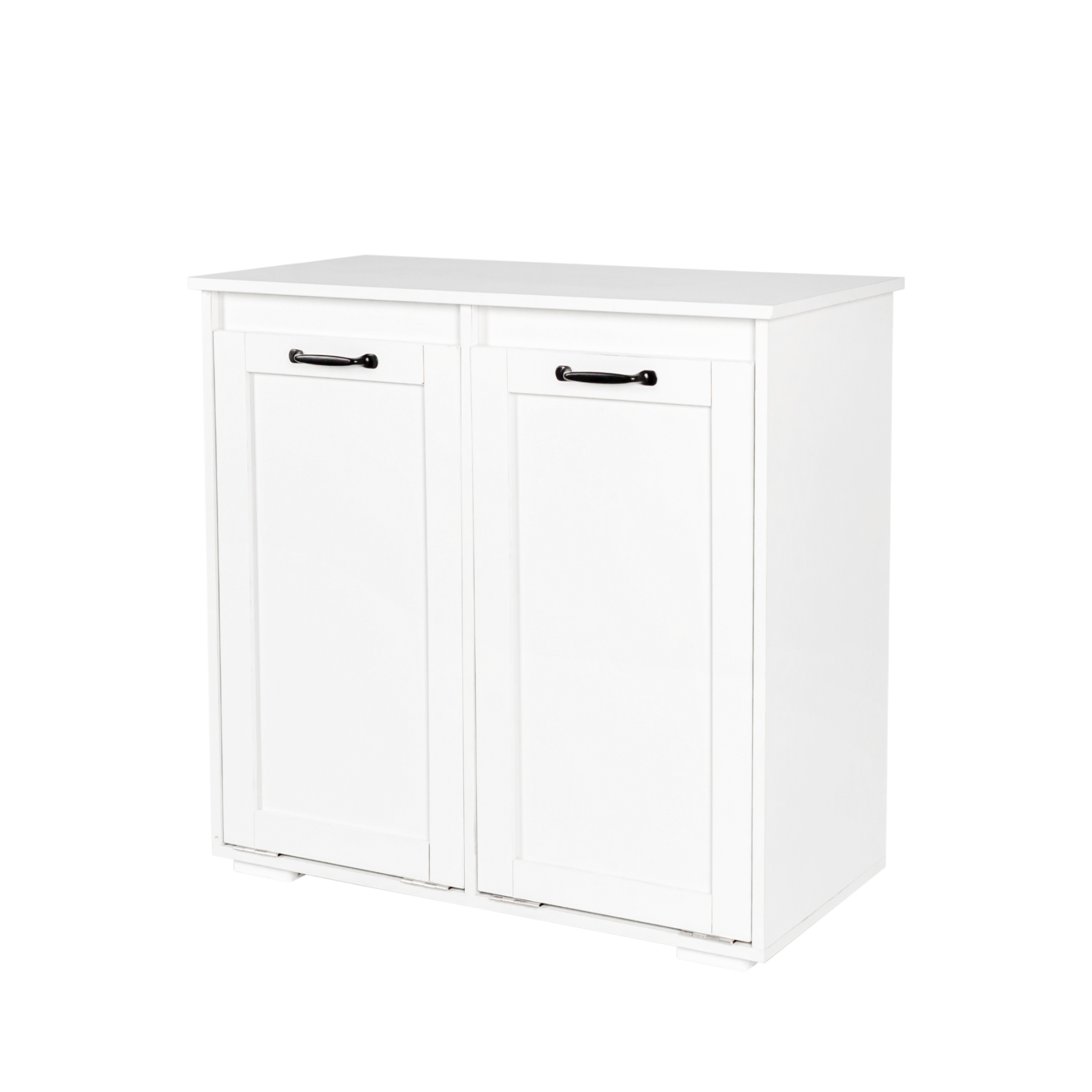 Dual Tilt-Out Laundry Hamper Cabinet with 2 Removable Liner Bags, White