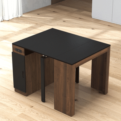 Modern Extendable Dining Table w/ Built-In Outlet & Storage for 2-12 People
