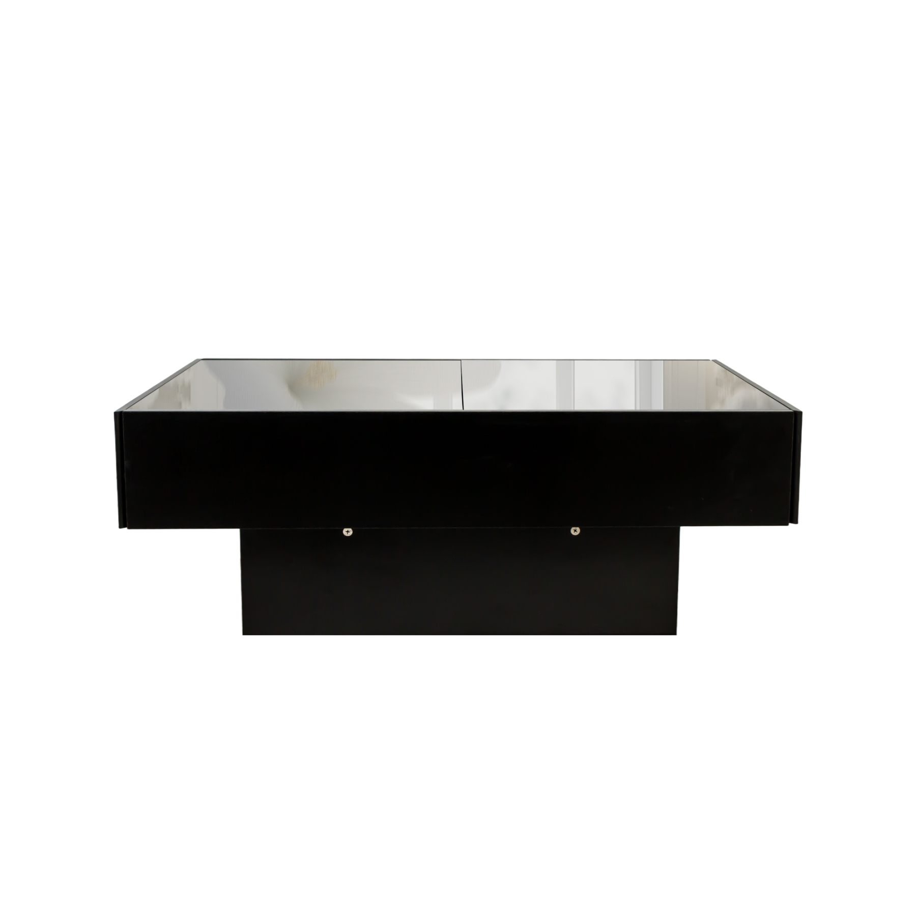 Extendable Coffee Table w/ Sliding Glass Top, Hidden Storage & LED Base, Black