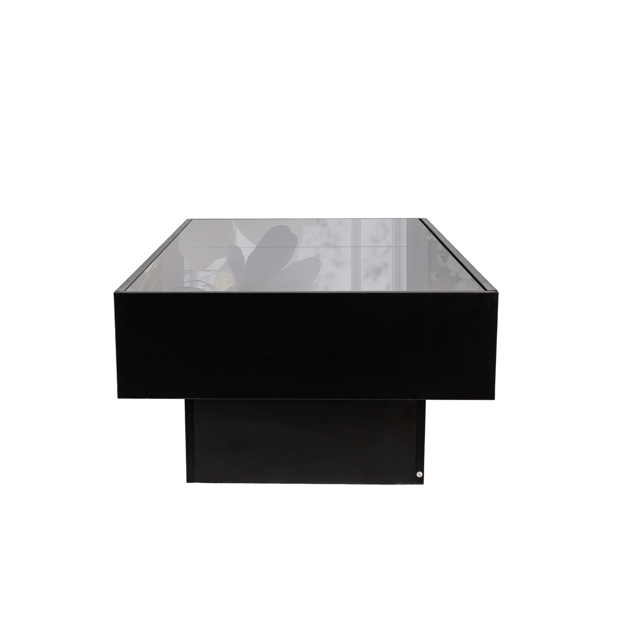 Extendable Coffee Table w/ Sliding Glass Top, Hidden Storage & LED Base, Black