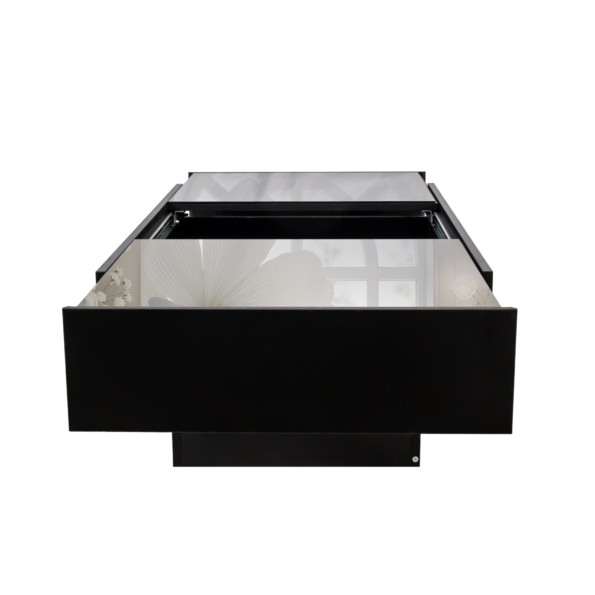 Extendable Coffee Table w/ Sliding Glass Top, Hidden Storage & LED Base, Black