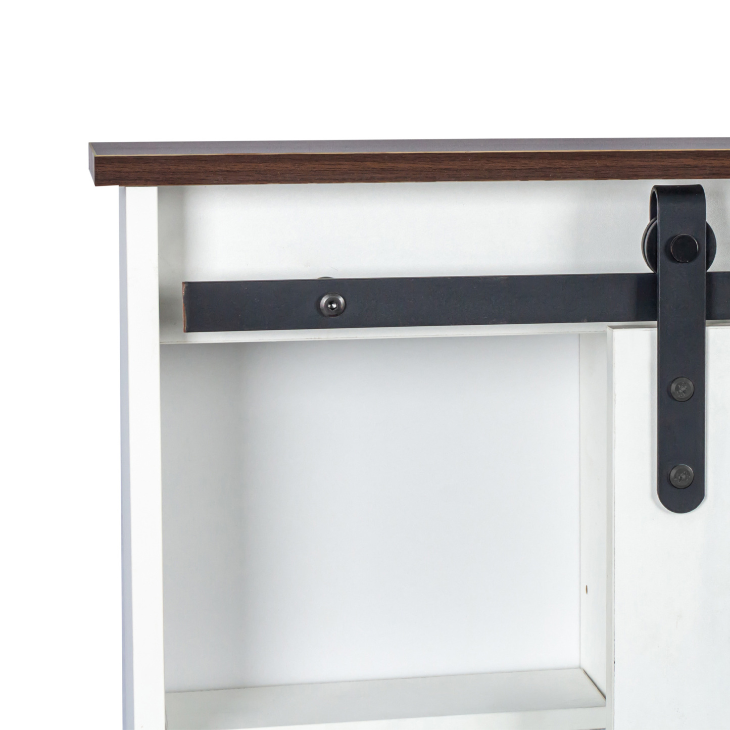 Farmhouse Makeup Vanity Set with Cushioned Stool, Lighted Mirror, Drawers and Cabinet