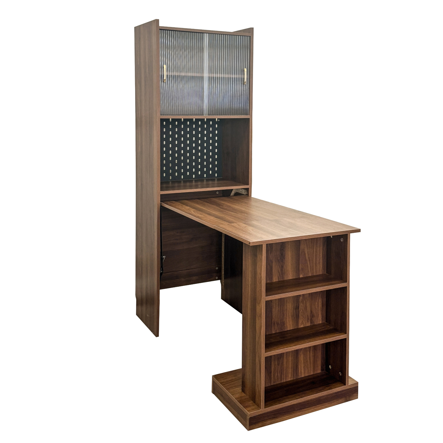 13-36"W Foldable Computer Desk w/ Storage & Pegboard | Space-Saving