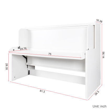 Horizontal Murphy Bed with Desk for Small Apartments, Offices, Guest Room