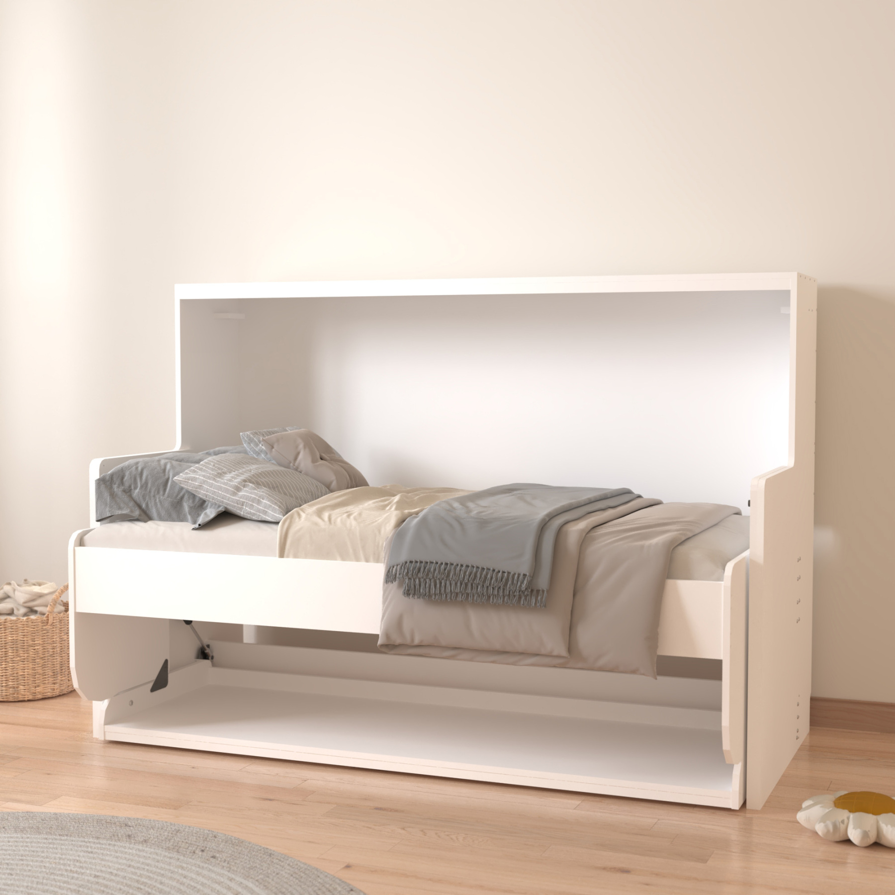 Horizontal Murphy Bed with Desk for Small Apartments, Offices, Guest Room