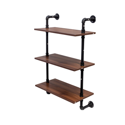 Industrial Pipe Wall Shelf w/ 3 Hooks for Bedroom, Kitchen & Office | 2-3 Tiers