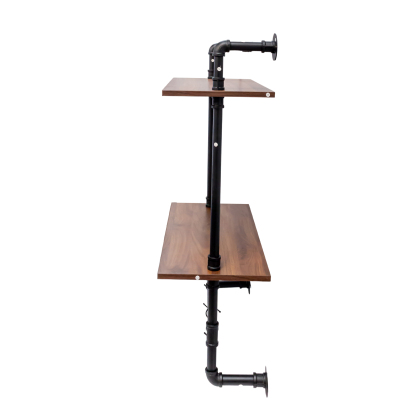 Industrial Pipe Wall Shelf w/ 3 Hooks for Bedroom, Kitchen & Office | 2-3 Tiers