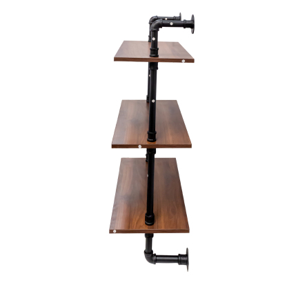 Industrial Pipe Wall Shelf w/ 3 Hooks for Bedroom, Kitchen & Office | 2-3 Tiers
