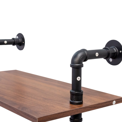 Industrial Pipe Wall Shelf w/ 3 Hooks for Bedroom, Kitchen & Office | 2-3 Tiers