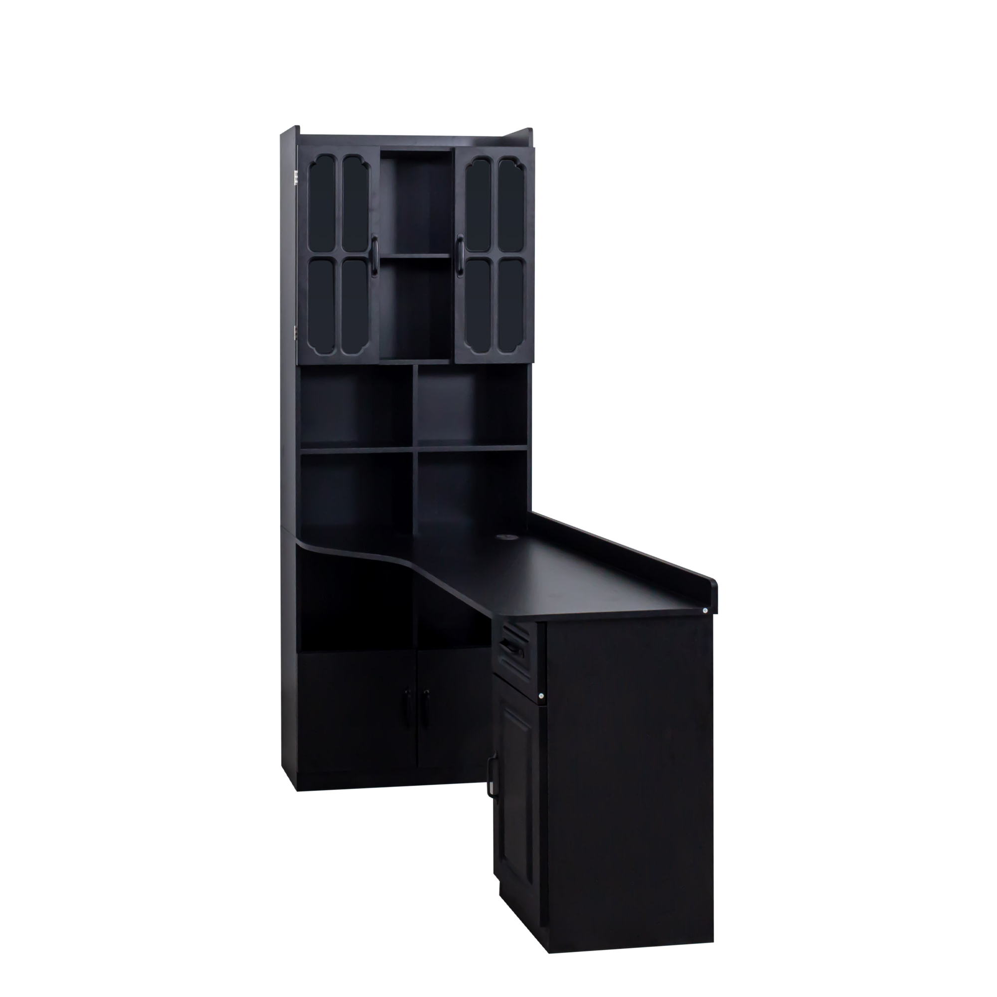 L-Shaped Corner Computer Desk with Hutch and Storage Cabinet, 77"