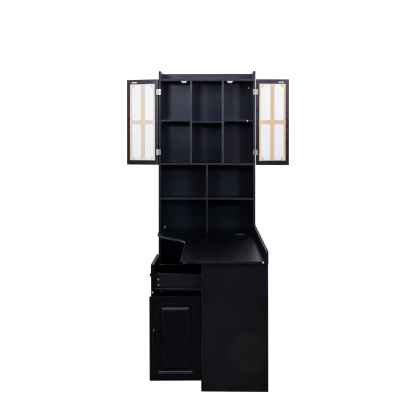 L-Shaped Corner Computer Desk with Hutch and Storage Cabinet, 77"