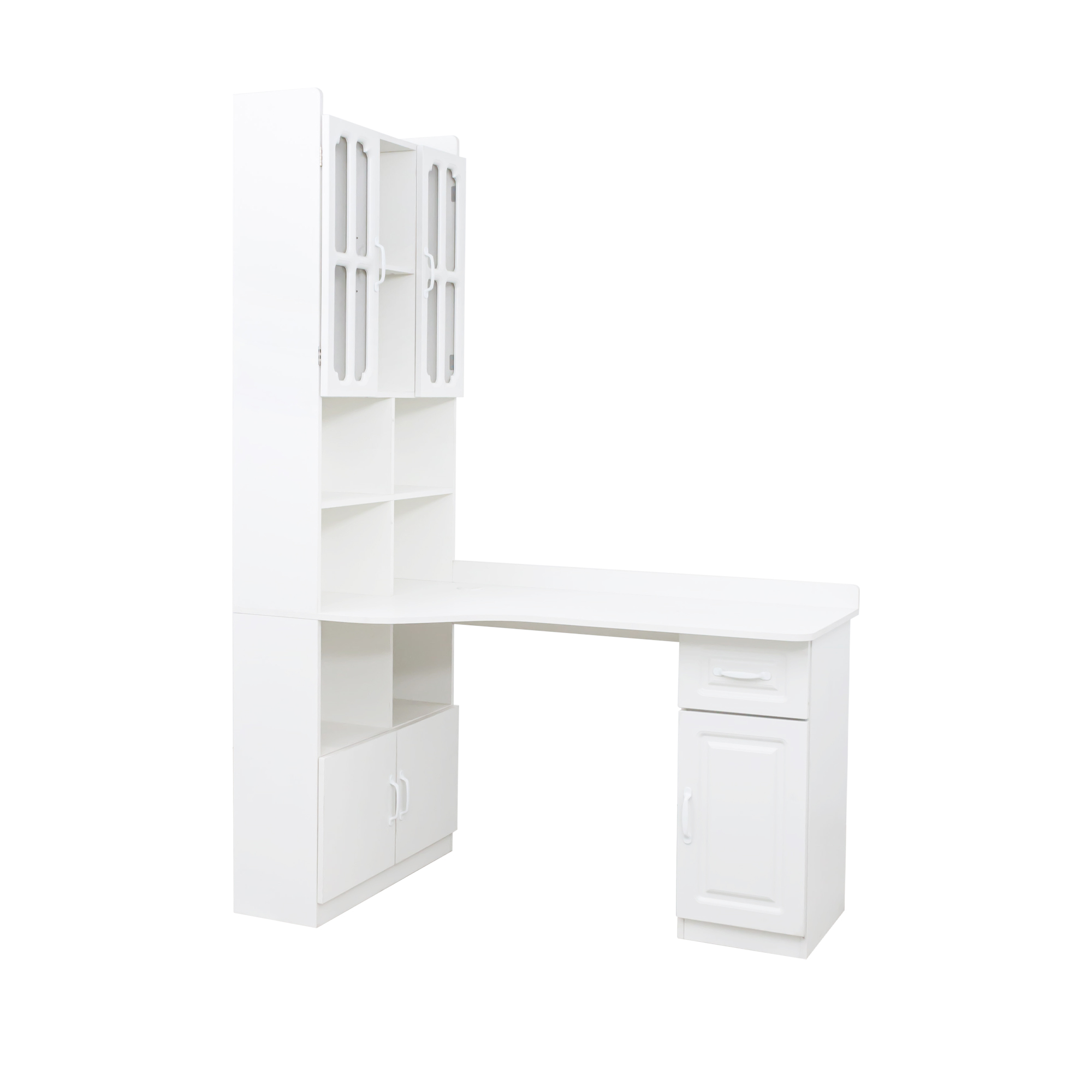 L-Shaped Corner Computer Desk with Hutch and Storage Cabinet, 77"