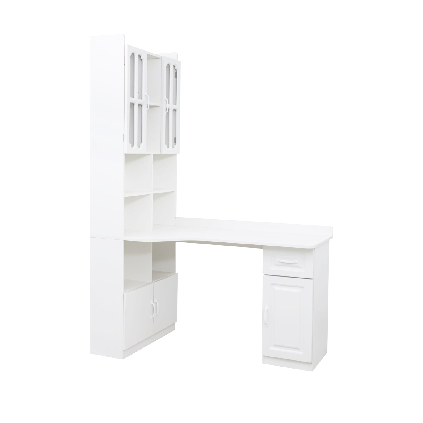 L-Shaped Corner Computer Desk with Hutch and Storage Cabinet, 77"