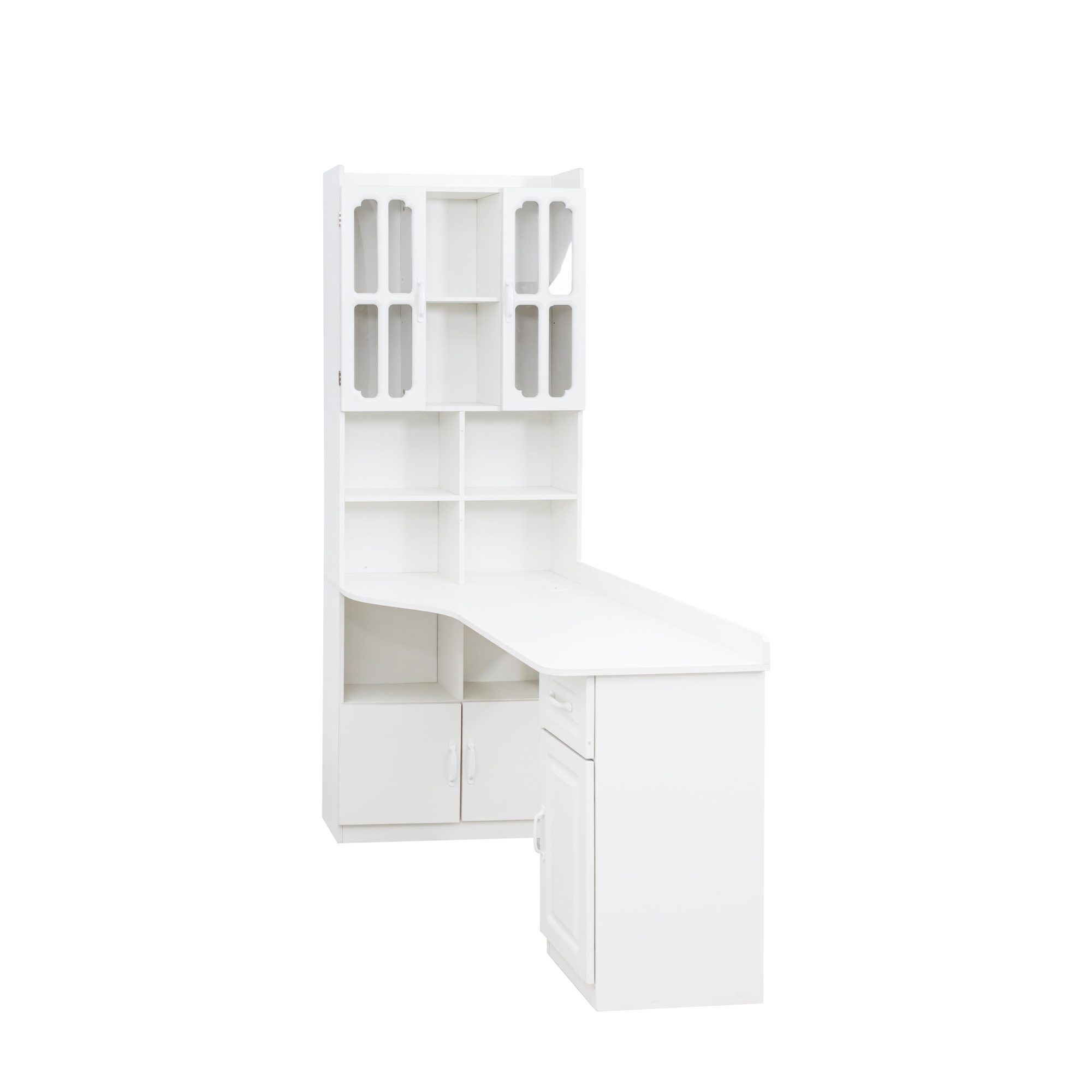 L-Shaped Corner Computer Desk with Hutch and Storage Cabinet, 77"
