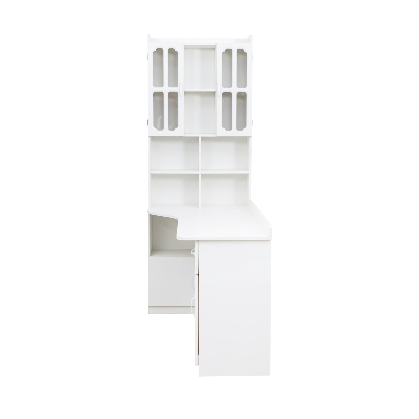 L-Shaped Corner Computer Desk with Hutch and Storage Cabinet, 77"