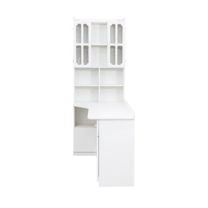 L-Shaped Corner Computer Desk with Hutch and Storage Cabinet, 77"