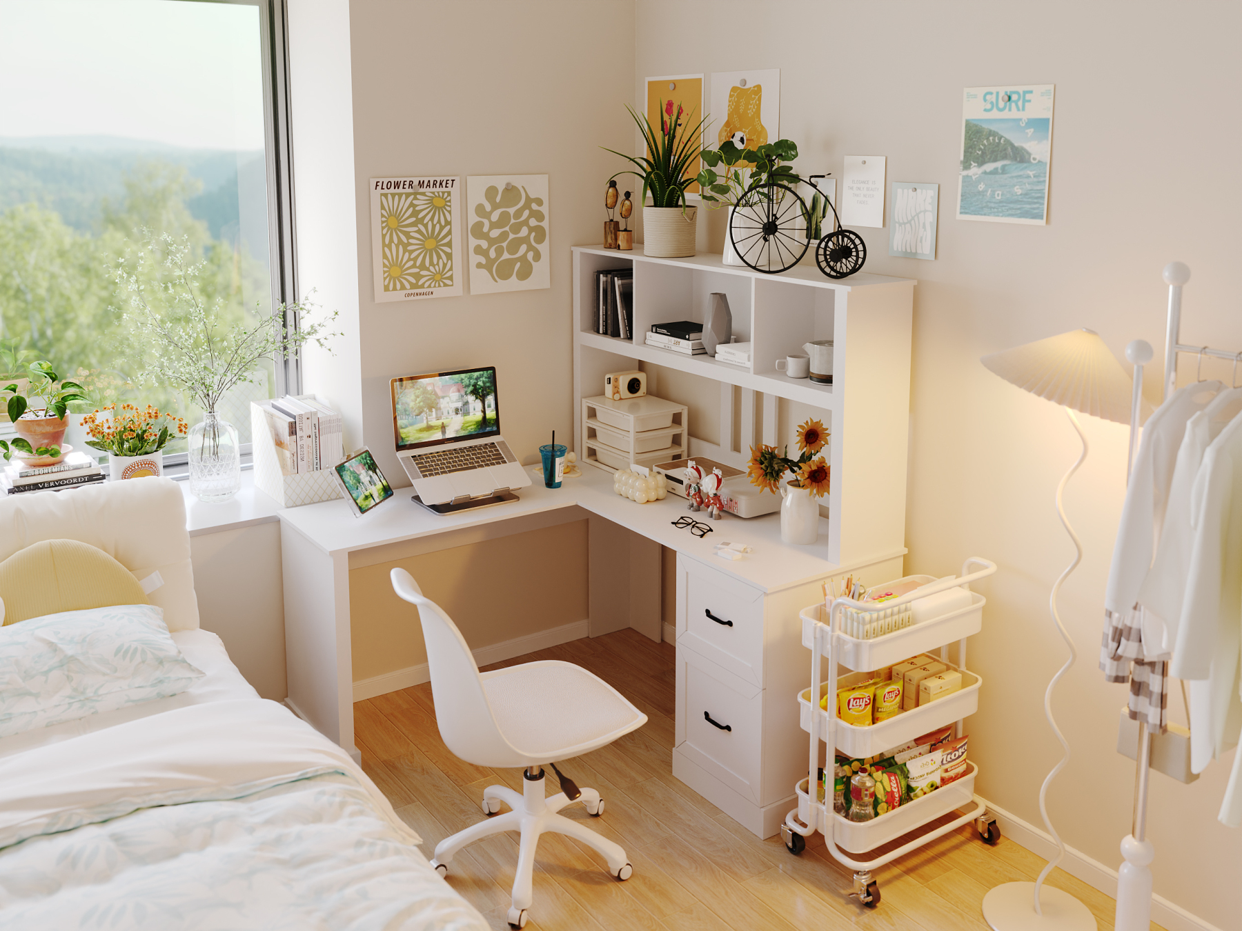 L-Shaped Desk with Hutch, Drawers & Storage for Office | Computer Desk