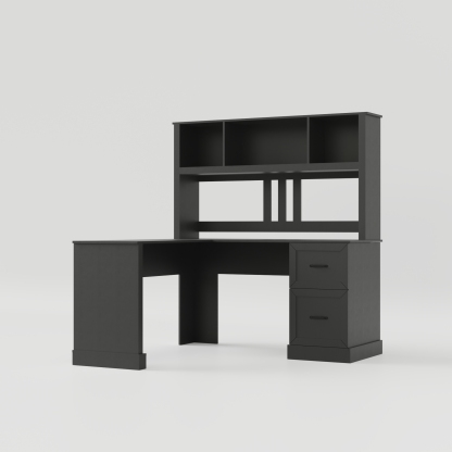L-Shaped Desk with Hutch, Drawers & Storage for Office | Computer Desk