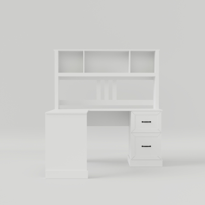 L-Shaped Desk with Hutch, Drawers & Storage for Office | Computer Desk