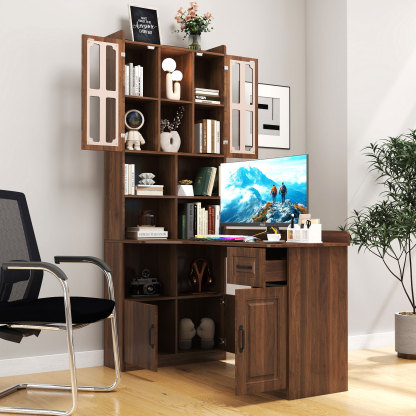 L-Shaped Desk with Hutch, Drawers and Storage Cabinet | Corner Desk