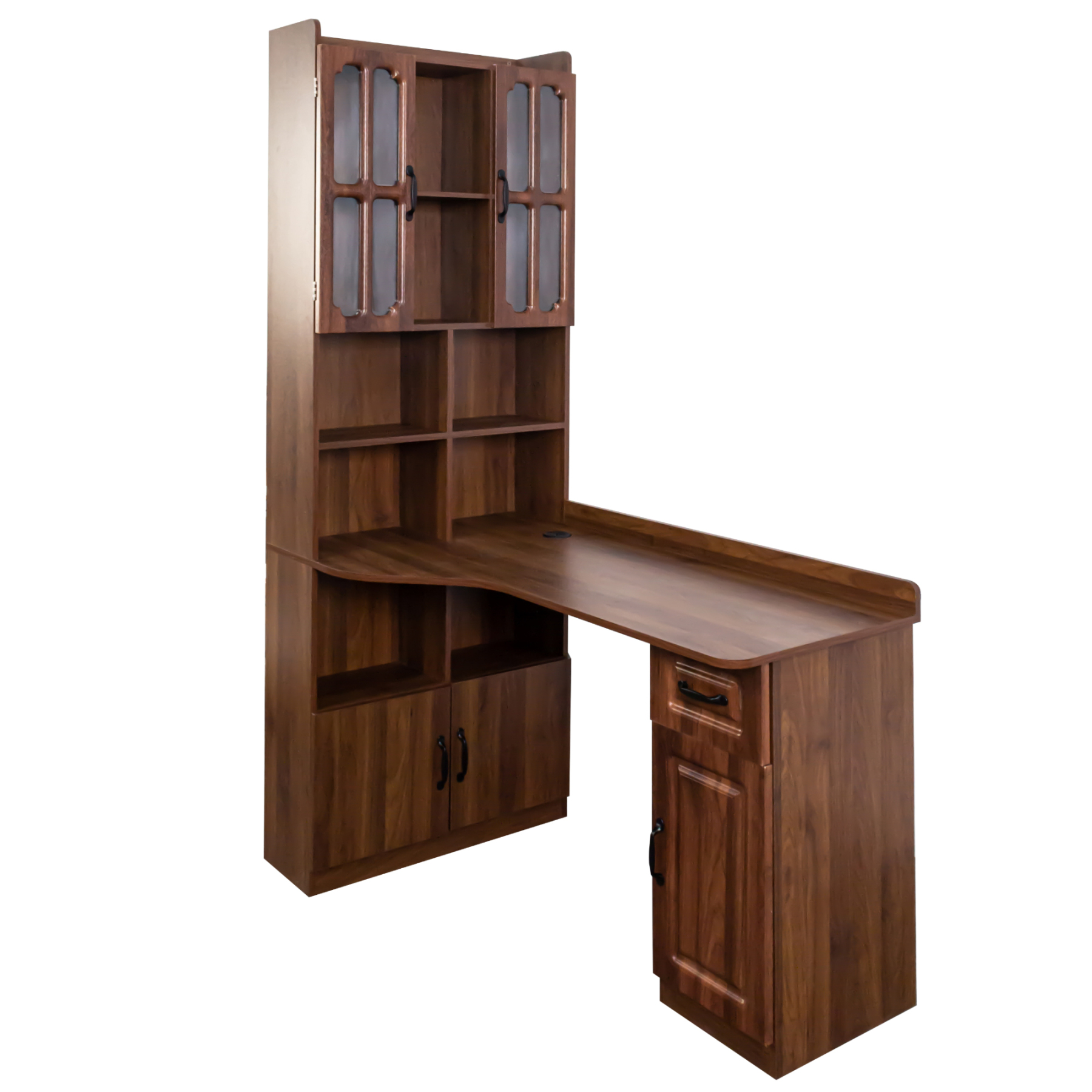 L-Shaped Desk with Hutch, Drawers and Storage Cabinet | Corner Desk