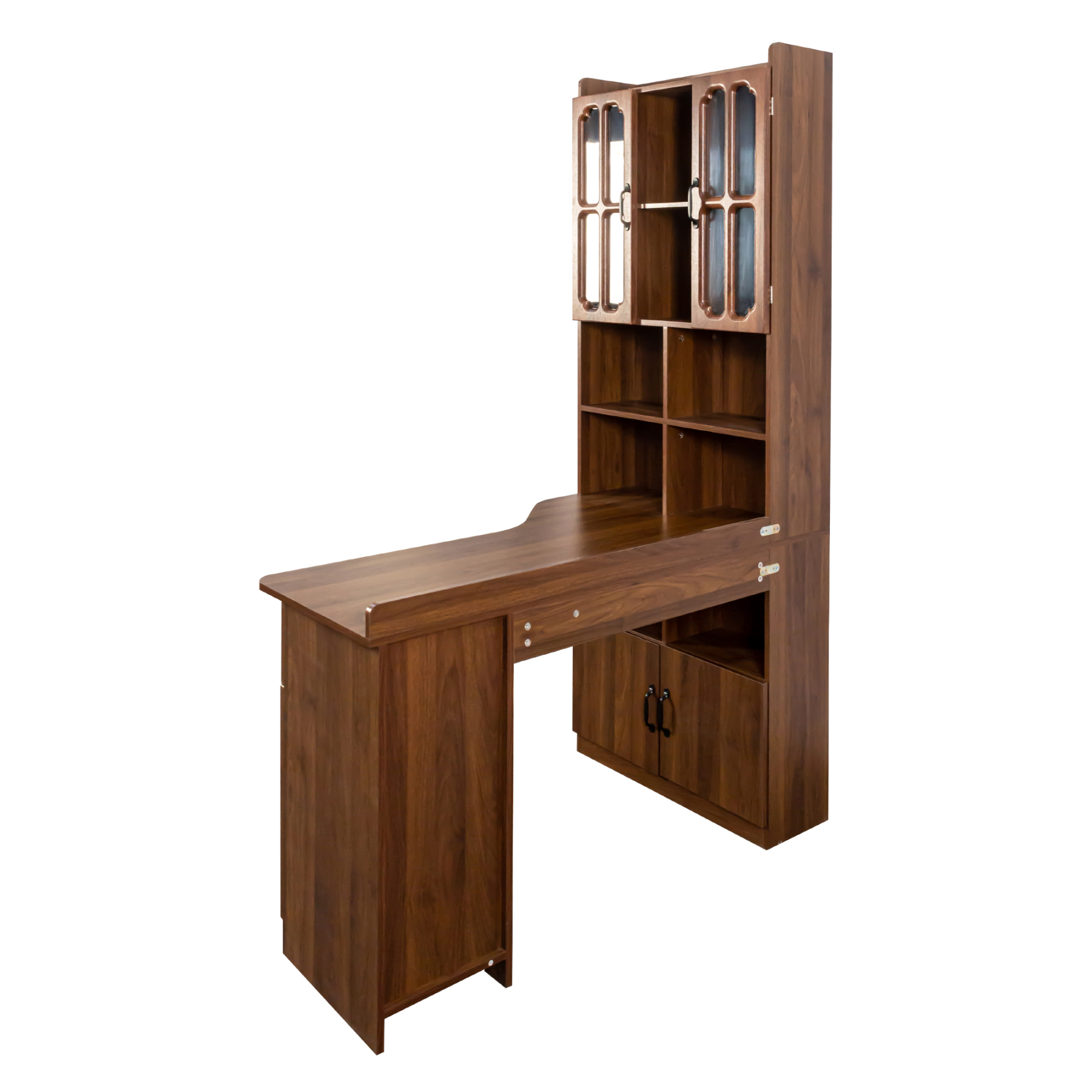 L-Shaped Desk with Hutch, Drawers and Storage Cabinet | Corner Desk