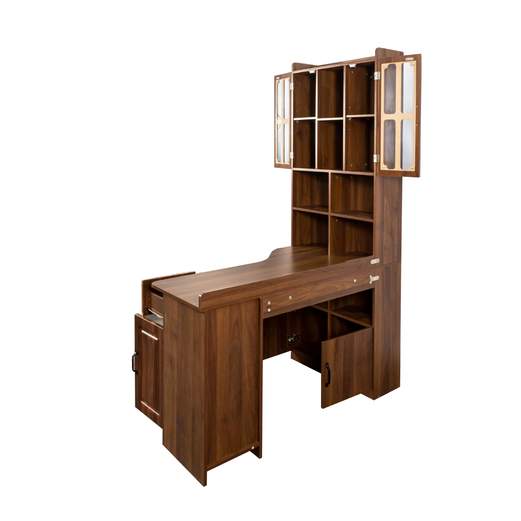 L-Shaped Desk with Hutch, Drawers and Storage Cabinet | Corner Desk