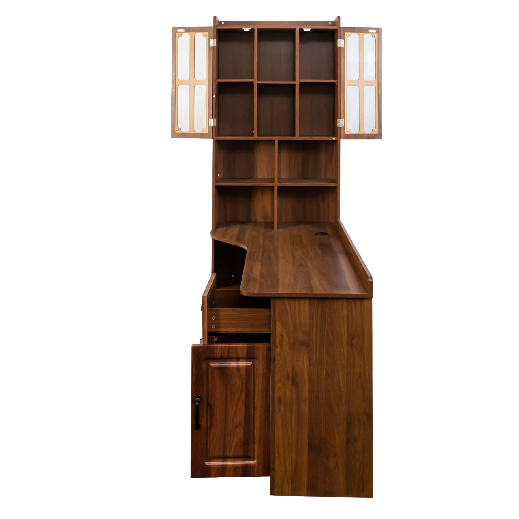 L-Shaped Desk with Hutch, Drawers and Storage Cabinet | Corner Desk