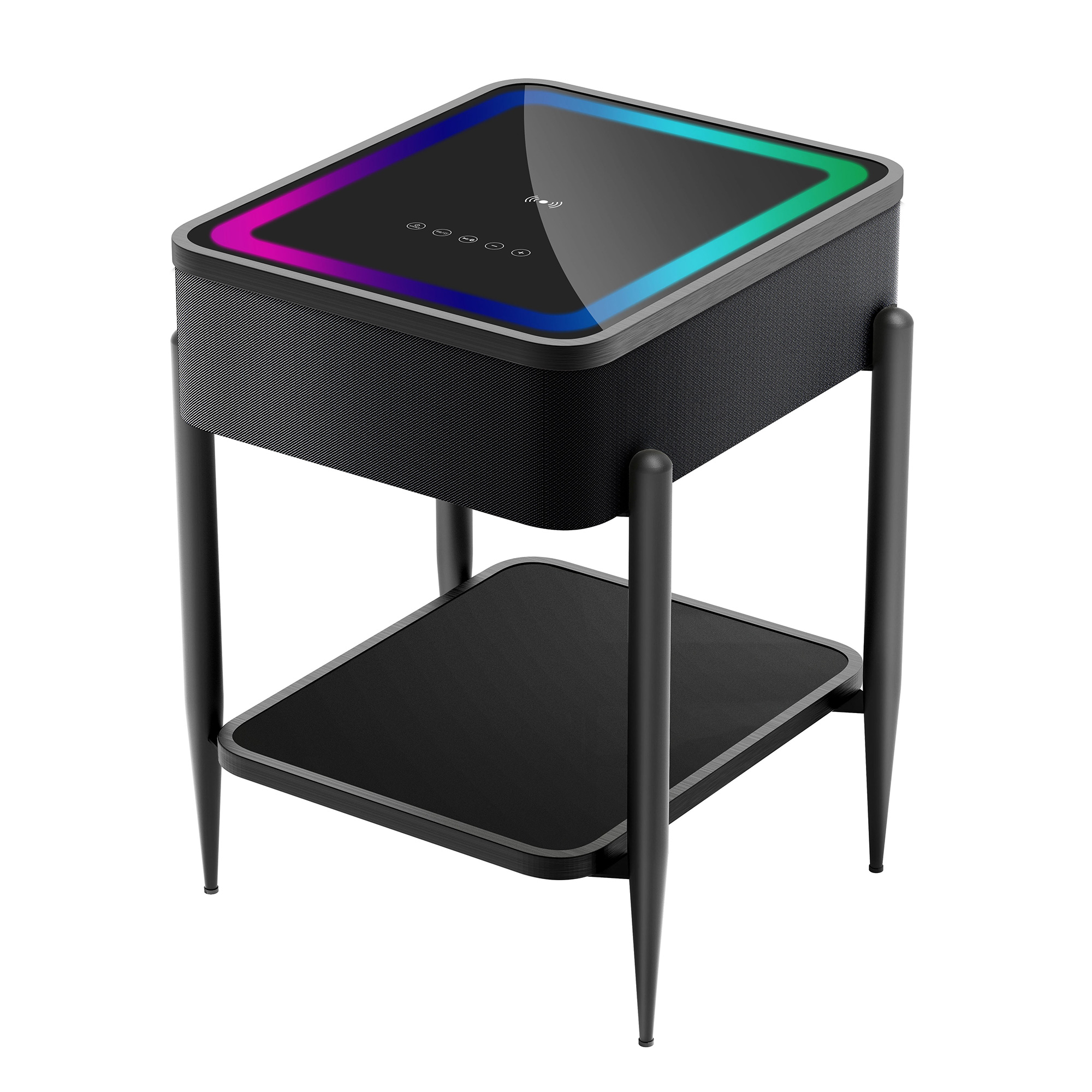 LED Smart Nightstand w/ Bluetooth Speaker & Wireless Charging Station
