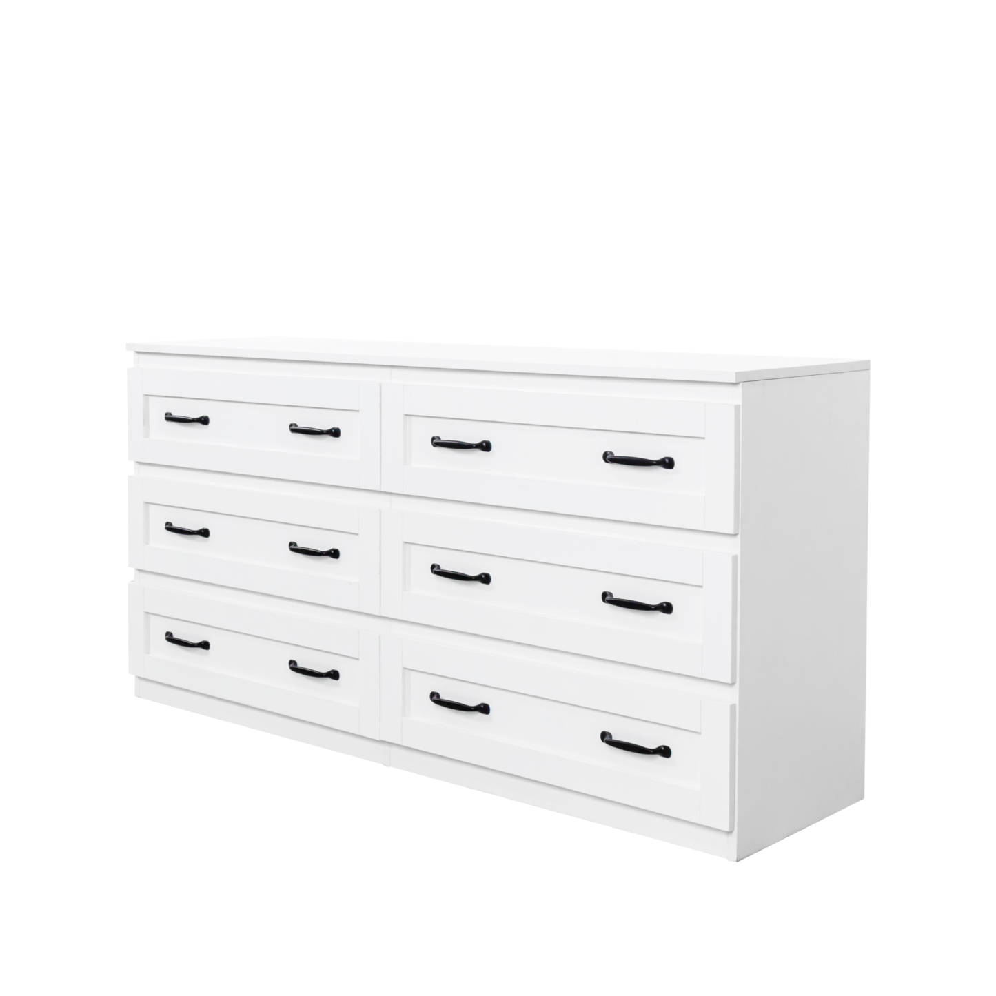 Modern 6-Drawer Dresser w/ Metal Handles for Living Room, Bedroom or Hallway