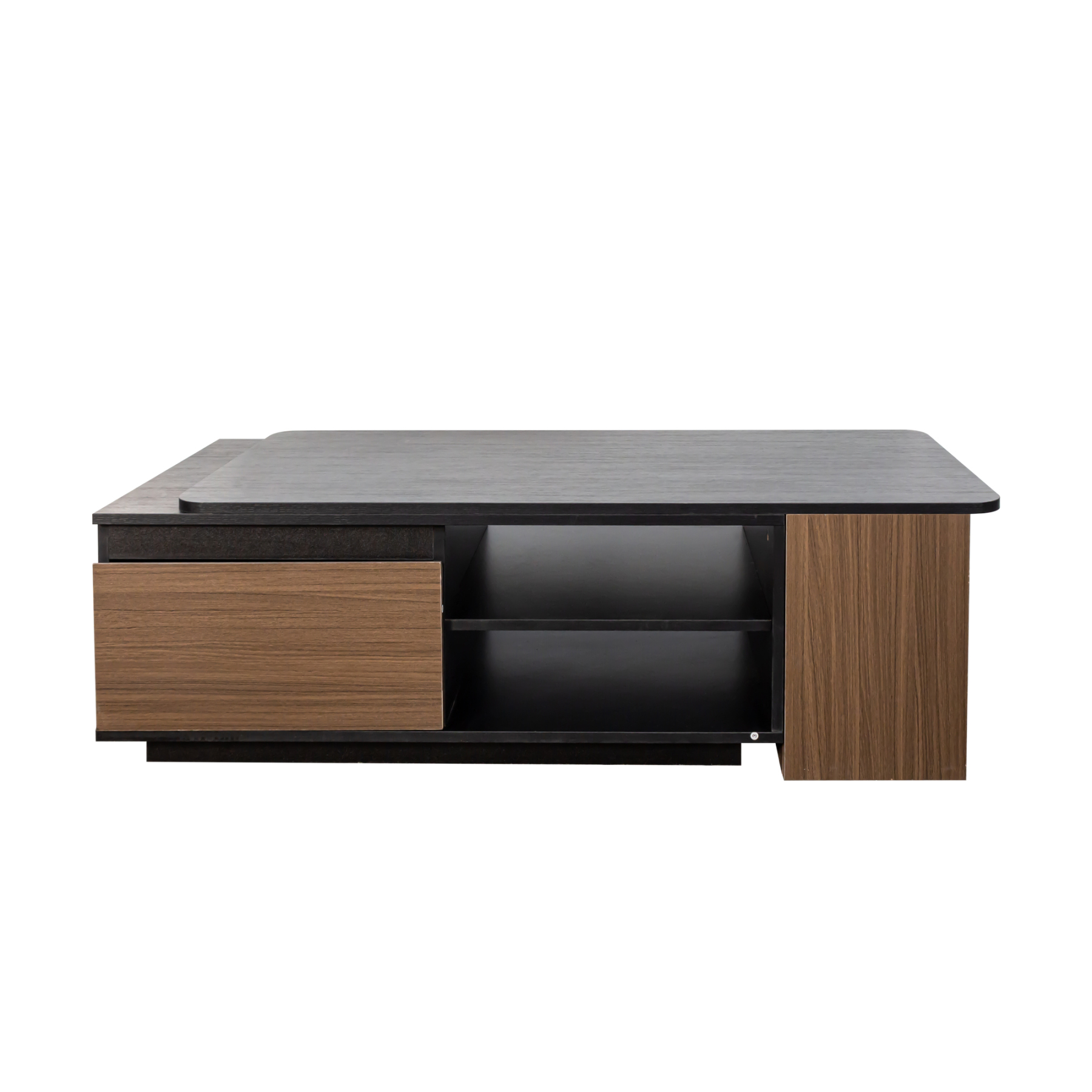 Modern Expandable Coffee Table with Storage Drawers & Open Shelves