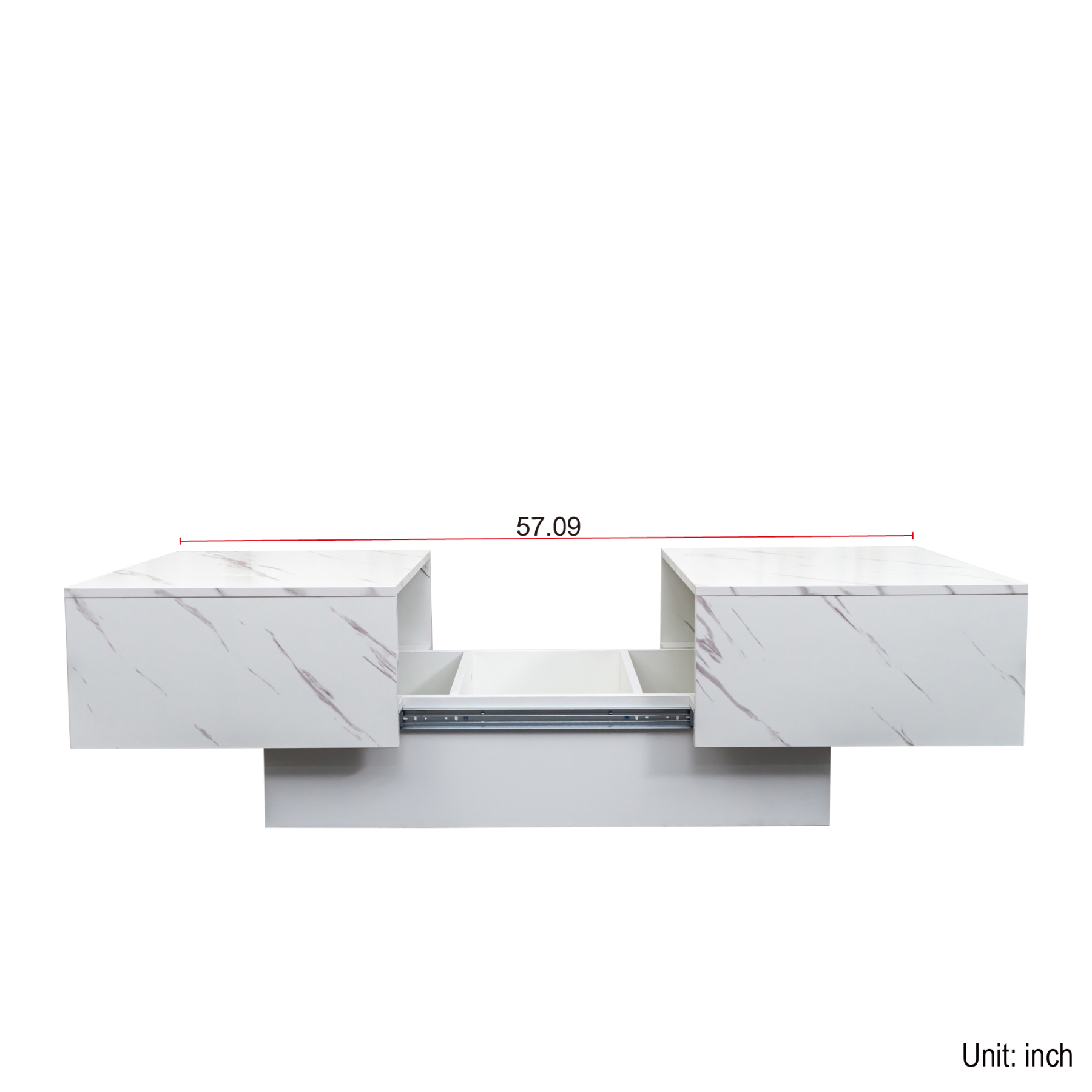 Modern Extendable Coffee Table w/ Hidden Storage & LED Base, White