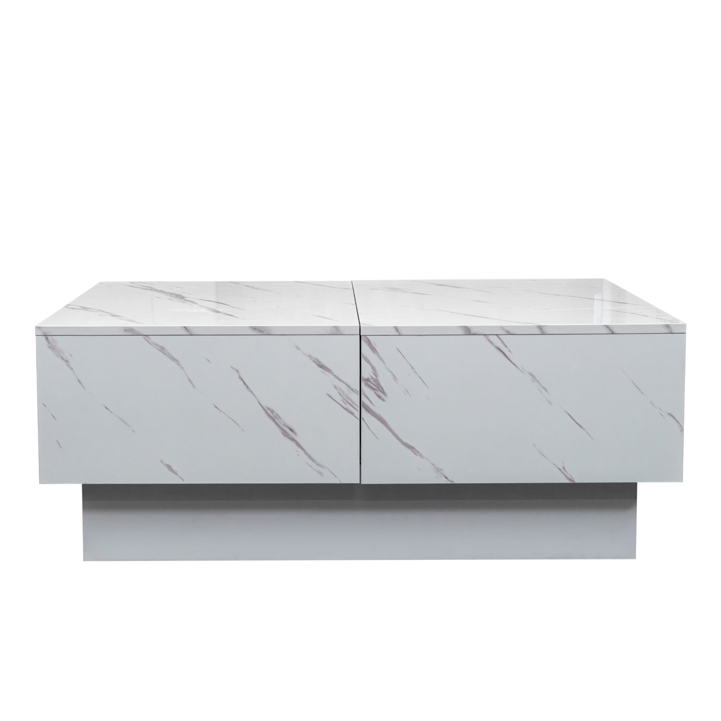 Modern Extendable Coffee Table w/ Hidden Storage & LED Base, White